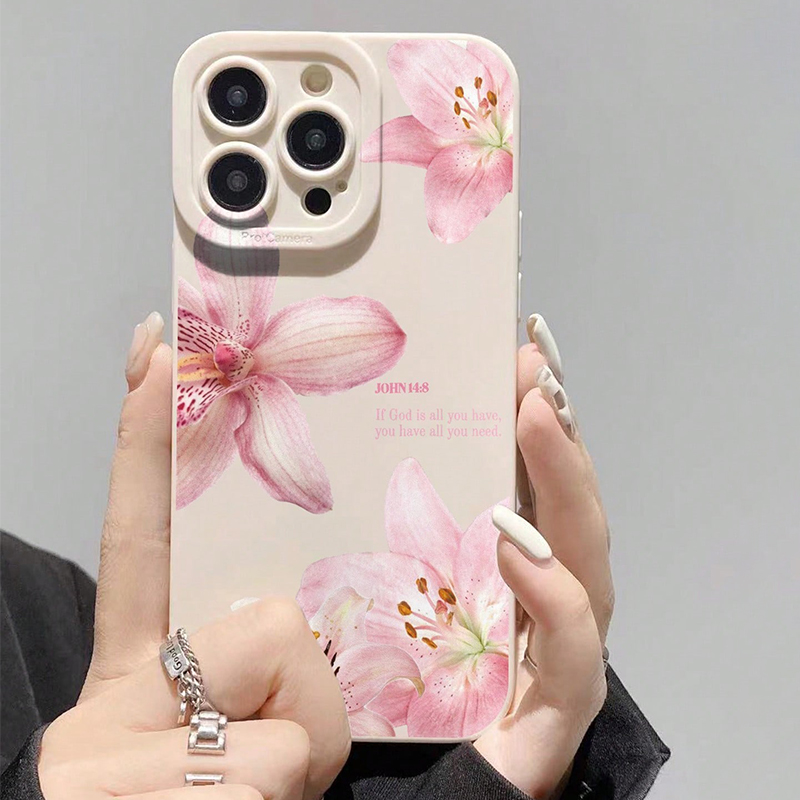 Phone Cases Store - Niebieskie, kwiatowe, malowane silikonowe etui INS