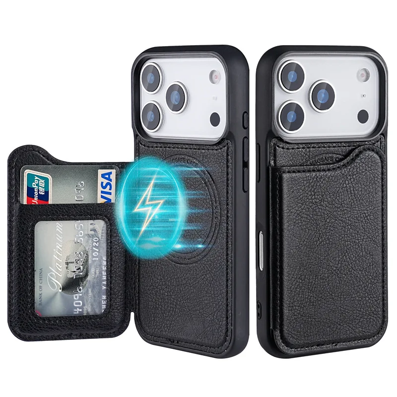 Phone Cases With Card Holder - Magnetyczny skórzany portfel z klapką i