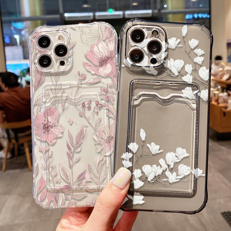 Phone Cases With Card Holder - Etui na telefon z motywem kwiatowym