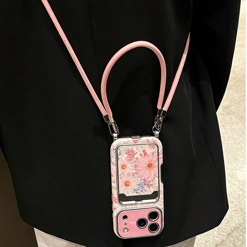 Phone Cases With Card Holder - Różowe etui na telefon z imitacji