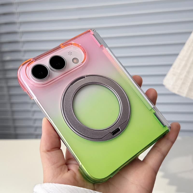 Gradient Color Case - 360 ° Obrotowy metalowy uchwyt, przezroczysty,
